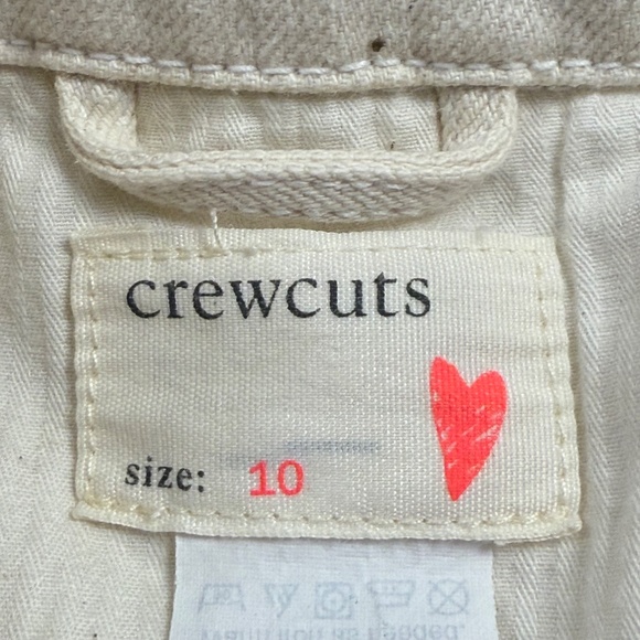 Crewcuts By J. Crew Girls Cream Denim Jean Jacket, Button Front, Embroidered 10 - Picture 9 of 16